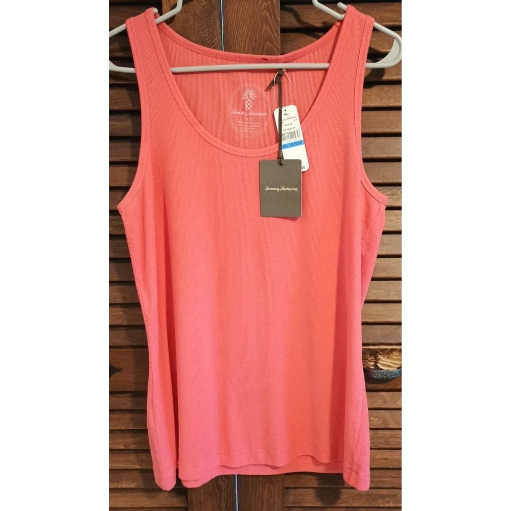 NWT Tommy Bahama Paradise Pink Reef Rib Tank Top Beach Resort Pool Size XL